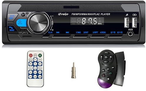 iFreGo Car Radio Bluetooth, Single DIN Car Stereo,FM Radio,Car Audio Receivers with Handsfree Calling & Music Streaming,Supports USB,SD,AUX,7 LED Colors MP3 Player,Quick Charge,Clock Display,No CD