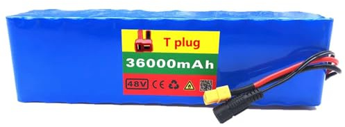 Batterie Lithium-ION pour Vélo Électrique 48V Batteries au Lithium Rechargeables 36Ah 13S3P pour Moteur Vélo Scooter Électrique 200W 500W 800W 1000W T Plug,48V 36Ah
