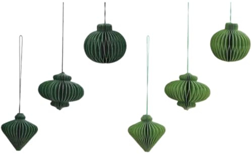 Hochwertige Papierkugeln, Baumanhänger, Honeycombs Weihnachten, Papieranhängersortiment Weihnachten, Lampion 2X, Diamant 2X, Kugel 2X in Einer Geschenkbox, 6 Stück, Größe: L/B/H 4 cm x 4 cm x 4 cm.