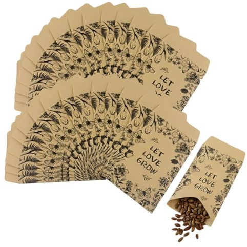 YUVKIN 100 Stück Kleine Papiertüten zum Befüllen, Samentütchen, Minitüten, Flachbeutel, Mini Kraftpapiertüten für Samen, Münzen, Schmuck, Gastgeschenke, Hochzeit (8 x 12 cm)