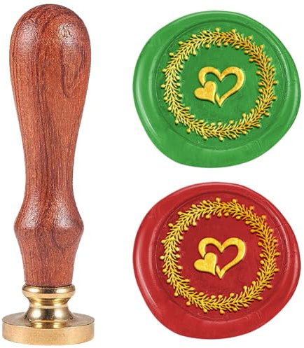 DELORIGIN Valentinstag Siegelstempel Mit Floralen Herzen Liebessiegelstempel 1 abnehmbarer Messingkopf Siegelstempel Mit Holzgriff Für Grußkarten Und Hochzeiten