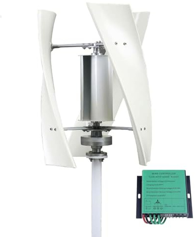 HYZHANHONG Kit Turbina Eolica 15000W a 3 Pale Generatore Eolico 12V 24V 48V 220V Kit Generatore Eolico Verticale per Integrazione Energetica Domestica, 48V,Bianca,48V