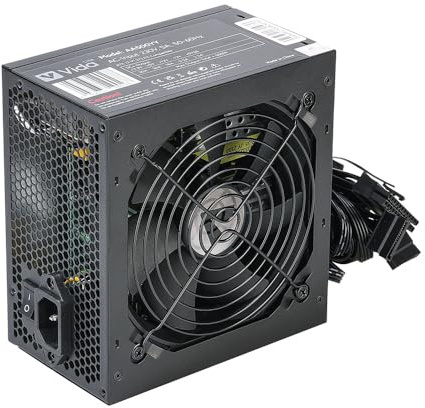 Black 500W PSU, ATX Switching Power Supply, Computer Desktop PC, 120mm Fan, 8-Pin 12V, 6x SATA, For Home/Office PCs