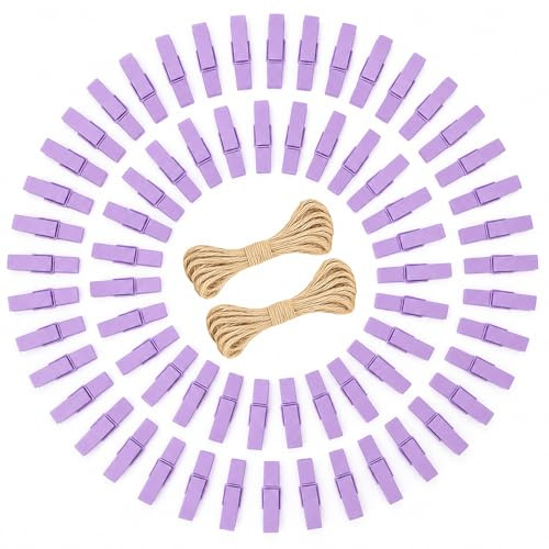jijAcraft Mollette da bucato in legno, 3,5 cm, viola, 100 pezzi