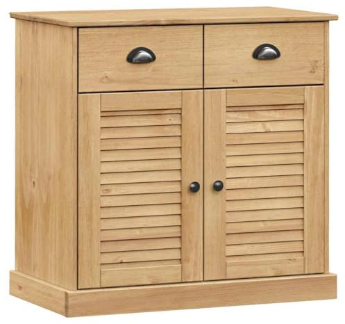 Yamxder VIGO - Credenza con cassetti, credenza in legno di pino massiccio, cassettiera con design a persiana, 78 x 40 x 75 cm, armadio in legno per soggiorno, corridoio e cucina, finitura cera di