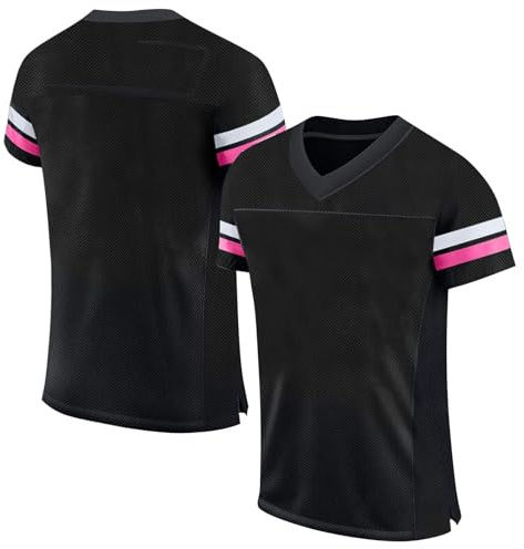 Maglia Football Americano Personalizzata con Nome e Numero – Uniforme da Pratica per Uomo, Donna e Bambino Nero