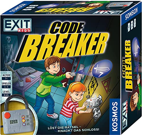 KOSMOS 697921 EXIT Kids-Code Breaker Löst die Rätsel-knackt das Schloss Brettspiel für Kinder, Schwarz