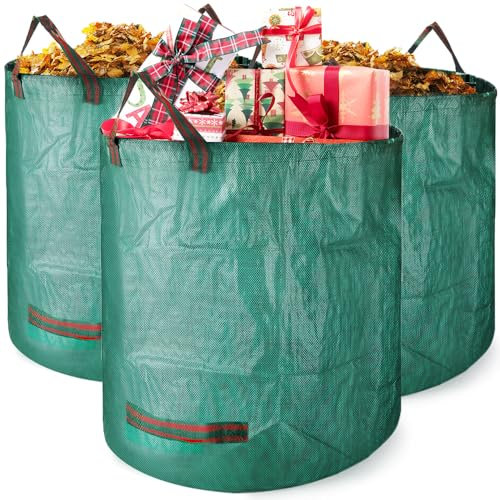 Rieeyrslza Sacco da giardino 3 x 272L Borse da Giardino Sacchi per i rifiu ti da giardino Sacco da Giardinaggio in Robusto Tessuto in Polipropilene (PP) Pieghevoli Riutilizzabile Sacco per Raccolta