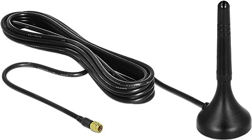 DELOCK LTE Antenne SMA Stecker 1-2 dBi starr omnidirektional mit magnetischem Standfuss und Anschlusskabel RG-174 A/U 3 m