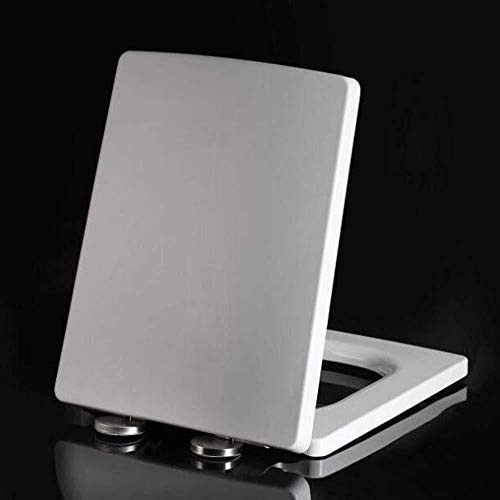 mlhk Toilet Seat Square Toilet Lid With Soft Slow Close Hinge, Mute Thicken Toilet Seats Cover,White Always Fits Never Slips Toilet Seat,White-40~45 * 34.5CM