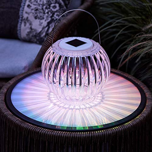Lights4fun Solar Windlicht Gartenlaterne mit farbwechselnder LED Außenbereich 20cm Solarlampen für Außen Deko Garten