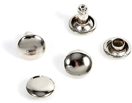 Redxiao Rivets en Cuir, 100 Rivets Rapides, Rivets à Double Capuchon 8 x 8 mm, Rivets de Maroquinerie, Clous en Cuir, Clous en métal pour(Silver)