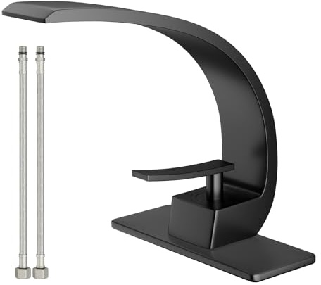 Geobella Bathroom Sink Faucet Modern Single Hole 1-Handle Faucet, Matte Black Solid Brass Faucets,Unique Bathroom faucets Mixer Tap