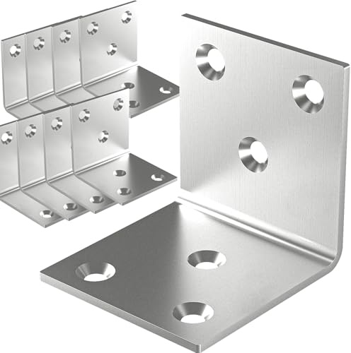 20Pcs Stainless Steel Angle Bracket, 2x2x2 Heavy Duty L Brackets for Wood, 50MM 2Inch Wide Corner Brackets Metal Corner Brace 90Degree L Shape Bracket for Wooden Frame Bed Furniture Bookshelf