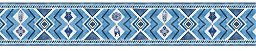 WMHDSJ Selbstklebende Bordüre Blaue Fliesen Stock Wasserdichte Entfernbare Tapeten Aufkleber Dekoration für Wohnzimmer Badezimmer Küche Fliesen 15cm X 300cm