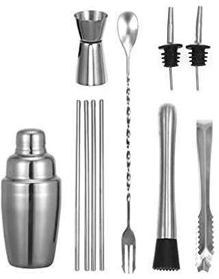 Kit Cocteleria Cocktail Shaker Set de 7 piezas, Shaker, acero inoxidable Drink Shaker, Bar Set, Barman Kit de medición del aparejo / cuchara de mezcla / cóctel Muddler / Licor vertedores de acero inox