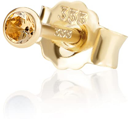 NKlaus Ohrstecker 333er Gelbgold, 8 Karat, Zirkonia, 2,0mm, einzeln 1 Stück | Butterfly-Verschluss