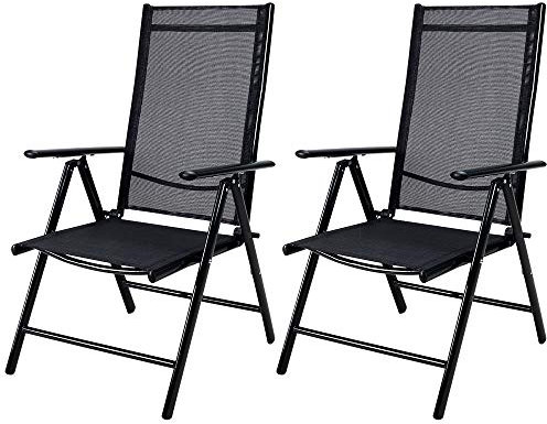 Casaria® Gartenstühle 2er Set Hochlehner Klappbar 8-Fach Verstellbar Camping Stuhl Aluminium Wetterfest Klappstuhl 120kg Belastbarkeit Garten Balkon