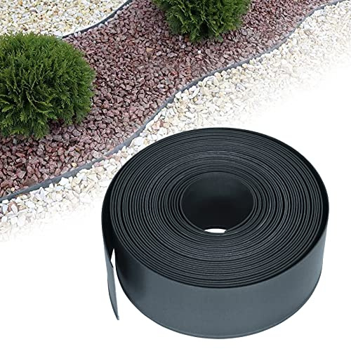 NAIZY Bordure de Pelouse 20m Bordures de Jardin en Plastique PP Rouleau de Délimitation de Parterre de Fleurs Flexible Protection UV et Résistance aux Intempéries, Anthracite