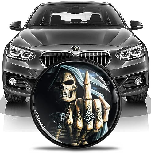 SkinoEu kompatibel mit BMW Emblem Motorhaube und Kofferraum 82 mm Schwarz passend für OEM 51147057794 Totenkopf EN 25