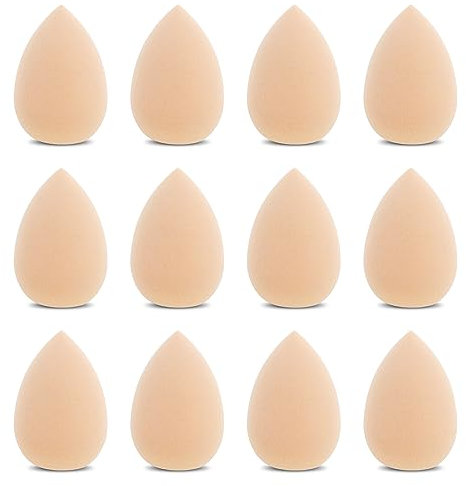 WLLHYF Lot de 12 mini éponges de maquillage professionnelles sous les yeux pour estomper les œufs, le fond de teint, le maquillage, les poudres et les retouches (teint clair)