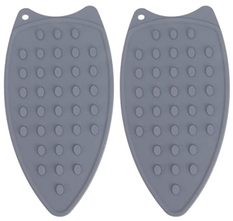 Jeanoko 2 Stück Silikon-Bügeleisenauflage, Langlebig, Schlagfest, Hitzebeständig, Eisenmatte, Silikon-Bügelauflage für die Verwendung von Bügelbrettern und Bügeleisen zu Hause(Grau)
