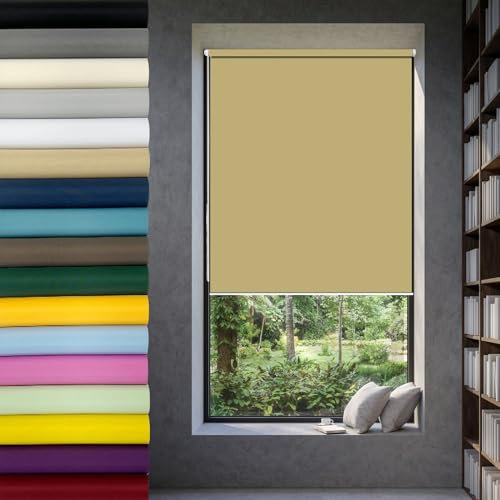 Moderne Tag-Nacht-Rollo 75 x 220 cm Fensterrollo Klemmrollo, Duo Doppelrollo, Fensterrollo Sonnenschutz & Sichtschutz, Ohne Bohren für Fenster & Tür, Khaki