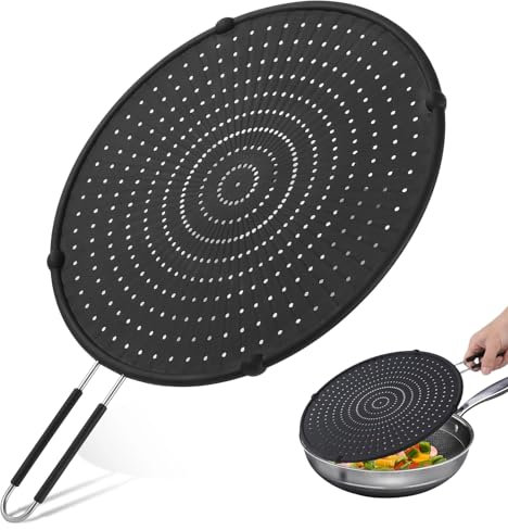 Fanspack Sartenes antisalpicaduras, protección antisalpicaduras de silicona para sartén, protección contra salpicaduras de grasa, protección contra salpicaduras de aceite, resistente al calor contra