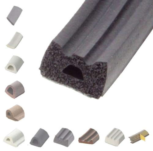 BRESKO 6-100 m Fensterdichtung Selbstklebend Dichtung Gummidichtung Epdm Türdichtung Dichtband Gummi Fenster Profil Abdichtung Dichtungsprofil (ED - 10x6 mm - schwarz, 10 m)