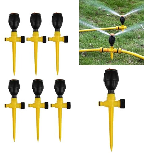 6PCS Garden Sprinkler,360° Rotation Auto Irrigation System Garden Lawn Sprinkler Patio,Large Area Coverage, Adjustable Above Ground Irrigation Garden Sprinkler System, Yard& Lawn & Garden Essential