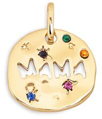 SINGULARU - Charm Mamá. Latón con Acabado en Baño de Oro de 18kt. Colgante con Motivo y Circonitas de Colores. Cierre Asa. Joyas para Mujer