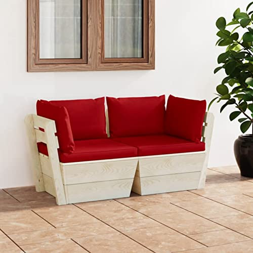 ShCuShan Garten-Palettensofa 2-Sitzer mit Kissen Palettensofa PalettenmöBel LoungemöBel Outdoor Sofa Fichtenholz - 3063390