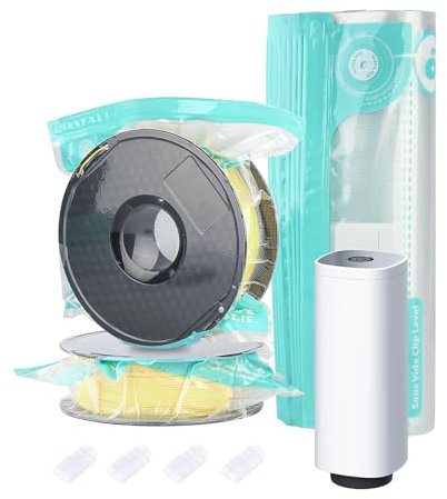 Annalocker Filamento per Stampante 3D kit di Sacchetti per il Vuoto, 10 Pezzi Addensare Sacchetti Sottovuoto con Pompa Automatica/Pinze, Sacchetti Sigillati Sottovuoto per PLA ABS materiali di consumo