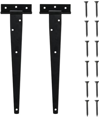 2 Pz Cerniere a T Nere, 300mm Cerniera per Cancello Legno, Cerniere per Porte in Legno, Cerniere a Croce Pieghevoli per Cancelletto Cancello da Giardino Porta Legno Cardini Finestra