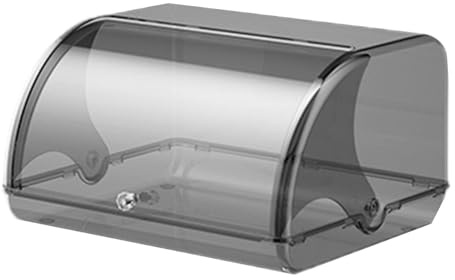 Sharplace Bread Bin Holder Bread Keeper Multipurpose Portable Bakery Sundries for Kitchen Counter Roll Top Bread Bin Bread Organizer, clear grey