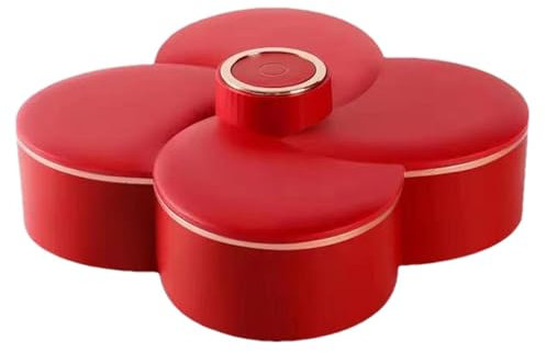 Drehbares Snack-Tablett mit Deckel, rotierendes Obsttablett, geteiltes Serviertablett in Form von | Snack-Behälter, geteiltes Serviertablett mit Deckel, Organizer für Lebensmittel und Schalen