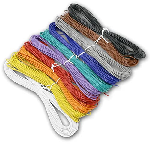 world-trading-net - Set di cavi con 10 colori, ciascuno da 10 m, sezione del conduttore 0,14 mm², costruzione con filo di rame 18x0,1 mm