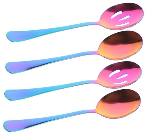 PHENOFICE 4piezas Cucharas De Inoxidable Ergonómicas De Utensilios Portátiles Para Cocina y Servicio Diario