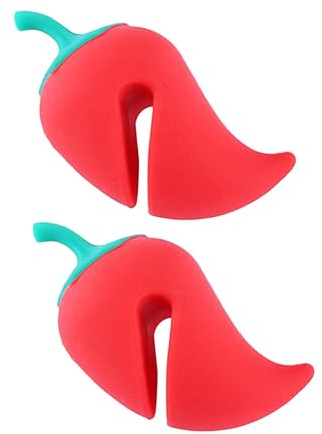 SHOWERORO 2pcs Silicone Pepper-Shaped Steam Releasers Spill-Proof Lid Lifters Kitchen Accessories for Preventing Boil-Overs Heat Resistant for Home Cooking
