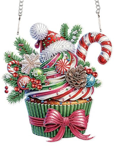 Demiawaking 5D DIY Diamond Painting Weihnachtsgirlande Weihnachtskranz Set, Diamant Painting Girlande Anhänger Kits mit Kette, Diamant Malerei Türkranz Weihnachtsdeko Weihnachten Deko (26)