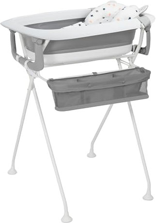 Toral Bañera Bebe con Patas y Cojín Comoda, Facil de Guardar, con Tapón y Patas Antideslizantes - Bañera Bebé Plegable Portatil - Asiento Bañera Bebe Modelo Vera