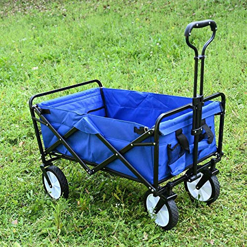 QZQJUILU Gartenwagen klappbar, Handwagen, klappbar, Transportkarre, bis 80 kg, für Garten, Camping, Strand, Angeln, Einkaufen