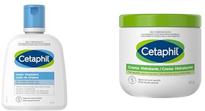 CETAPHIL Loción Limpiadora Facial 237ml, piel sensible + CETAPHIL Crema Hidratante Corporal y Facial 453g