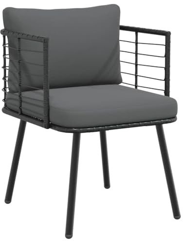 vidaXL Gartensessel mit Kissen Schwarz Poly Rattan, Gartensessel, Stuhl, Outdoor Sessel, Garten Sessel, Sessel, Terrassenstuhl, Terrassensessel