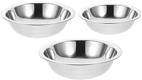 ABOOFAN Lot De 3 Grands Bols Mélangeurs en Acier Inoxydable 304 Épais, Diamètre 16-18-20 Cm, Multifonctionnels, Résistants à La Corrosion, Cuisine, Lavage De Fruits Et Légumes, Préparation Culinaire