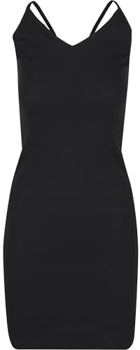 Urban Classics Damklänning, ribb, jersey, halterneck-klänning, figurnära midiklänning med hållare, räfflad jerseytyg, storlekar XS – 5 x, svart, XS