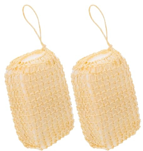 2 Esponjas Exfoliantes de Sisal para Cuerpo, Beige | Cordón y Banda Elástica, Uso Doméstico, Formato Cómodo y Práctico, Limpieza Delicada