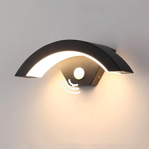 DELIPOP Aplique Pared Exterior Negro, 24W Lámpara Exterior Pared LED Impermeable IP65, Blanco Cálido 3000K Apliques para Jardines Pasillo Terraza Garaje, Blanco Cálido 3000K