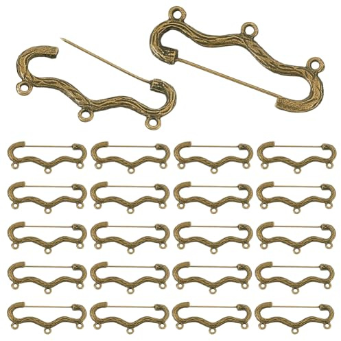PH PandaHall 30 Stück Broschennadeln Sicherheitsnadeln Für Broschen Anzug Rock Dekorative Anstecknadel Broschenbeschläge Mit 3 Löchern Zur Schmuckherstellung 44.5x20.5mm Antik Bronze