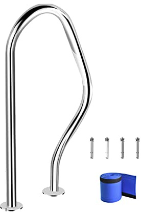 MYRDBT Pool Rail Pool Railing, Pool Handrail, Swimming Pool Hand Rail for Inground Swimming Pools Easy Mount Hand Grab Rail,304 Stainless Steel w/Base Plate